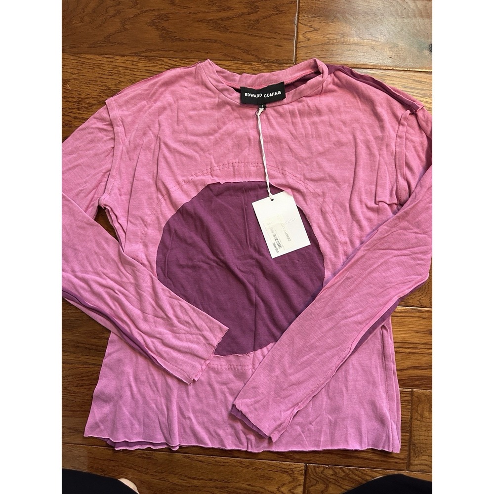 NWT Edward Cuming Pink Deconstructed Cut-Out Long Sleeve T-Shirt SSENSE Size S
